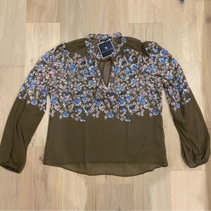 Melanie Lyne | NWT Brown Floral Chiffon Blouse 🩷